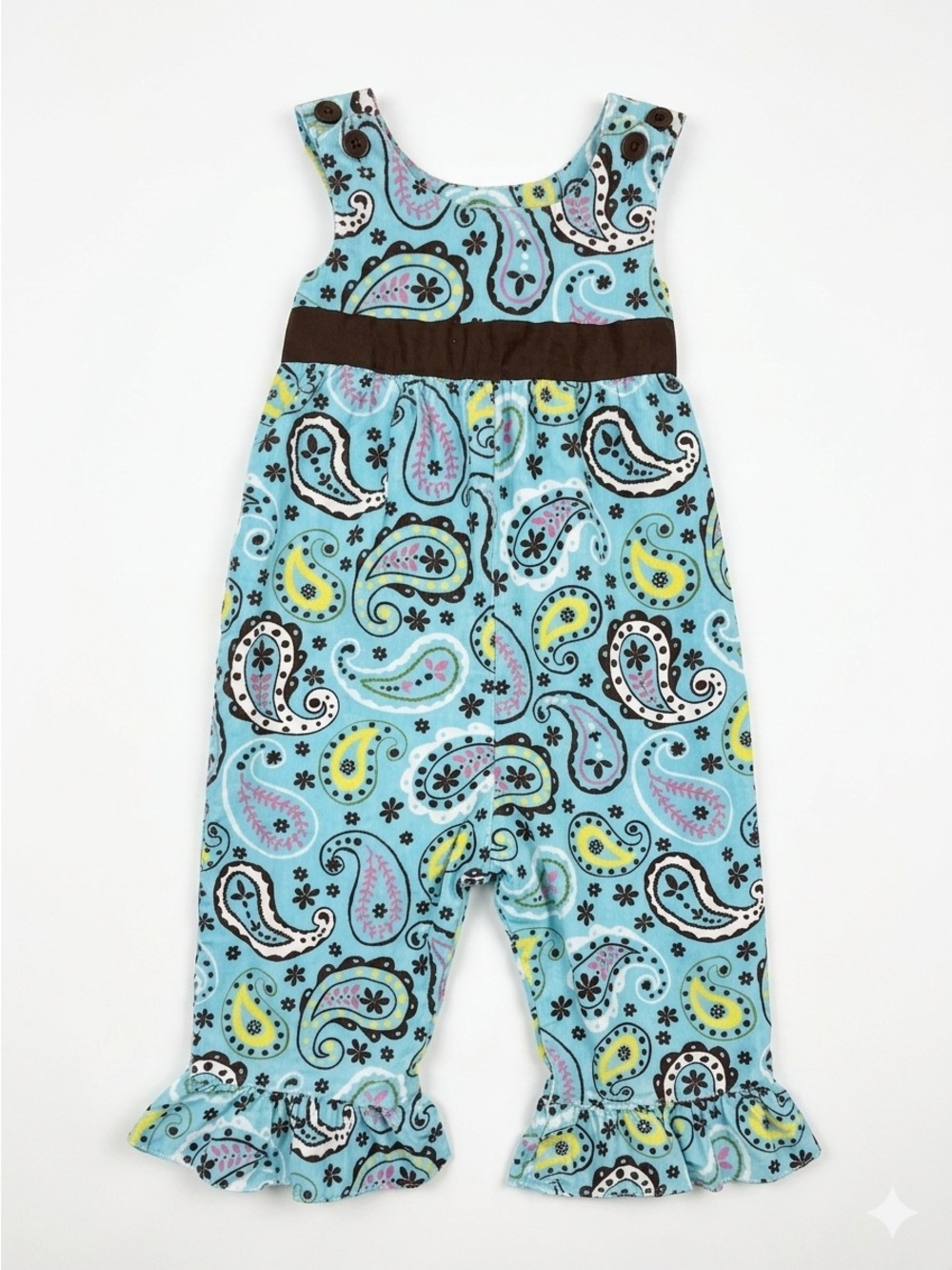 Baby/Toddler Blue Paisley Ruffle Hem One-Piece Romper
